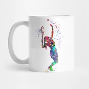 Girl Tennis Watercolor Painting Art Print Gifts Mug